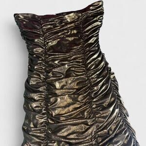 One Clothing Gold Black Metallic Chrome Strapless Mini Dress - Size M